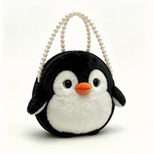 customized Plush penguin chain handbag,<b>Cute</b> penguin plush <b>purse</b> with silver chain,penguin plush tote bag - Product Image 2