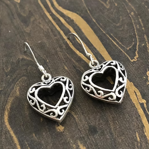 Handmade <b>Dangle</b> Heart <b>Earrings</b> - 925 Sterling <b>Silver</b> Jewelry For Daily Wear - Product Image 3
