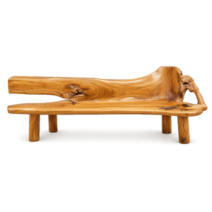 ARTERRA Luxury Natural Edge Teak Wood <b>Bench</b> Hand Carved Luxury Resort Furniture Outdoor Patio Long Seating - Product Image 3