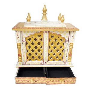 Handcrafted Wooden Rectangle Hindu Temple Wall Hanging 2 Durable Drawer Indian Hand Painted <b>Mandir</b> Structure Diwali Retirement - Product Image 3