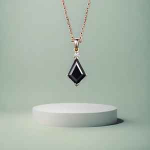 Collar Único de Ónix Negro con Corte de Cometa, Plata de Ley 925, Chapado en Oro de 14K, Colgante de Dos Piedras, Regalo para Mujer - Product Image 6