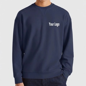 เสื้อสเวตเชิ้ตคอกลมสีกรมท่าสำหรับผู้ชาย ทรงปกติ สีพื้น สวมใส่สบาย ผลิตจากผ้าฝ้าย 100% เฟรนช์เทอร์รี่ พิมพ์ลายด้วยเทคนิคฮีททรานเฟอร์ - Product Image 1