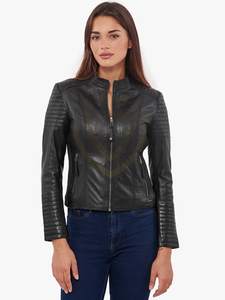 Veste en cuir pour femme avec fermeture éclair sur le devant, respirante, style streetwear, veste en cuir pour femme - Product Image 4