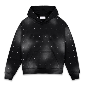 Sweat à capuche décontracté d'hiver personnalisé en gros, avec poches et strass, effet délavé, 100% coton, tissu de qualité supérieure, écologique - Product Image 1