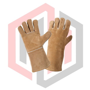 Reinforced Double Layer Leather Welding <b>Gloves</b> 7 oz Thick 16INCH Anti-Vibration Impact Reducing Durable Heat Resistant Cowhide - Product Image 1