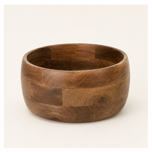 Grand saladier artisanal en bois d'acacia naturel avec bord doré, écologique, pour fruits et collations, vaisselle de cuisine moderne et durable - Product Image 5