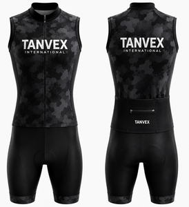 Ensemble de maillot de cyclisme TANVEX pour homme, respirant, en spandex et polyester, avec poches, imprimé par sublimation bleu et blanc - Product Image 6