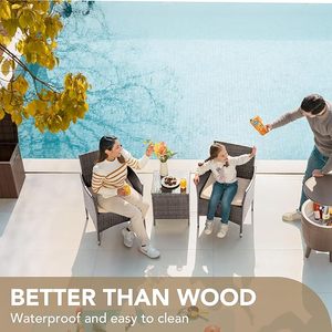 Juego de Bistró de Mimbre para Exteriores de 3 Piezas, Muebles de Patio con Cojines Cómodos para Balcón, Jardín y Patio Trasero - Product Image 5