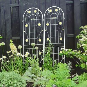 Set di 2 tralicci da giardino in metallo bianco crema, 180 cm x 50 cm, antiruggine, per piante rampicanti, supporto per fiori da esterno, recinzioni e cancelli - Product Image 3