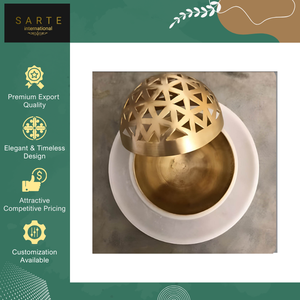 Quemador de Incienso Árabe de Lujo, Diseño Exclusivo, Hecho a Mano con Mármol, Latón y Metal, Elegante Quemador de Bakhoor de Travertino, Personalizable - Product Image 4