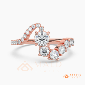 Anillo de Banda Curva de Moissanita para Mujer, Oro Rosa, Joyería Elegante para Compromiso, Boda, Aniversario, Uso Diario - Product Image 5