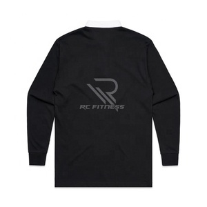 Chemise de rugby à manches longues en coton biologique avec logo personnalisé, style vintage, pour hommes - Product Image 2