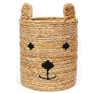 Natural Fiber Storage Basket Bear Woven Bin Handmade Animal <b>Hamper</b> Balinese Artisan Novelty Organizer Kids Supply Home Decor - Product Image 1