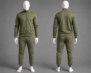 Conjunto Deportivo para Hombre, Color Verde Oliva, Chaqueta con Cierre y Pantalones Jogger, Ropa Deportiva Informal, 2 Piezas, Venta al Por Mayor, OEM, Personalizado - Product Image 1