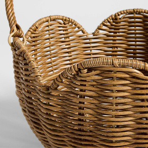 Elegant Rattan Scalloped <b>Easter</b> <b>Basket</b> Decorative Storage <b>Basket</b> For Shelf Display, Living Room And <b>Gift</b> For Baby - Product Image 4