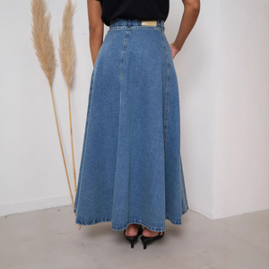 Falda Midi Vaquera Casual de Cintura Alta, Efecto Adelgazante, Secado Rápido, 100% Algodón, Nueva Colección Invierno 2026 para Europa y América - Product Image 4