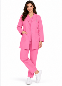 Blouse de laboratoire légère blanche d'été à manches courtes pour médecins et personnel de laboratoire, uniforme médical respirant en coton et polyester - Product Image 6