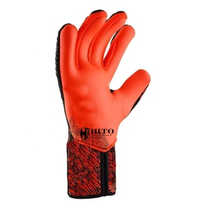 Guantes de Portero de Fútbol de Neopreno Naranja y Negro con Diseño Personalizado, Látex Alemán de 4 mm, Silicona en Relieve Inyectada - Product Image 3