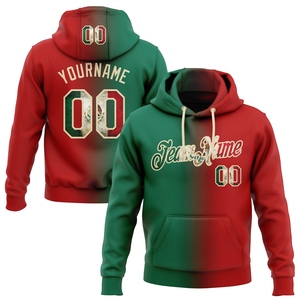 Vente en gros, fabrication directe, sweat à capuche de sport et mode à dégradé, personnalisé avec drapeau mexicain vintage rouge et motif Green-City - Product Image 1