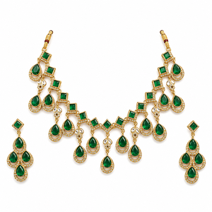 Pendientes de aleación chapados en oro con cristales de imitación y perlas de imitación, estilo vintage para mujer, conjunto de joyería para fiesta de boda - Product Image 1