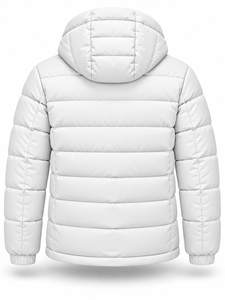 <b>Men's</b> <b>White</b> Hooded <b>Puffer</b> <b>Jacket</b> Winter Waterproof Quick Dry Windproof Casual Zipper Polyester Wadding Regular Length Solid - Product Image 2