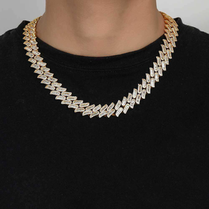 Collier chaîne cubaine en argent 925 plaqué or blanc, style hip-hop, avec diamants moissanite VVS taille ronde personnalisée, bijoux fins pour hommes - Product Image 6