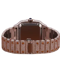 Reloj de Lujo para Hombre con Caja de Moissanita, Movimiento Mecánico, Correa de Diamantes y Esfera Romana - Product Image 4