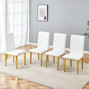 Juego de 4 Sillas de Comedor Blancas sin Brazos, Acabado Gris Elegante y Misterioso para el Comedor - Product Image 1