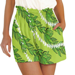 กางเกงขาสั้นผู้หญิงแบบยืดหยุ่น ลายเรียบ ราคาขายส่ง ปรับแต่งเอวได้ กางเกงขาสั้นผู้หญิงแบบซับลิเมชั่น - Product Image 1