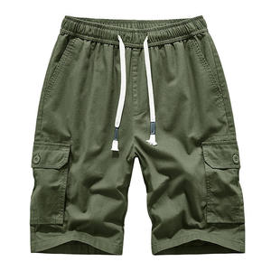 Hot Sale <b>Mens</b> Cotton Cargo Shorts Stretch Waist <b>Drawstring</b> Casual Multi Pocket Oversized Streetwear Summer Shorts OEM - Product Image 1