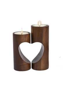 Porte-bougie en bois antique en forme de cœur, petit objet décoratif suspendu pour la décoration de la maison et Noël - Product Image 3