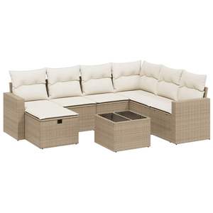 Conjunto de Sofás Modulares Grandes de Ratán Sintético Beige para Jardín, Muebles Modulares Cómodos para Exteriores - Product Image 2
