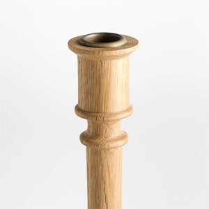Candelabro de madera natural con diseño de columna torneada y base hexagonal para decoración rústica de mesa - Product Image 3