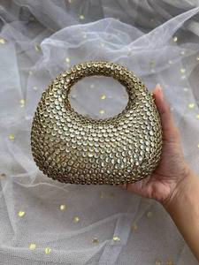 Classic Square <b>Mosaic</b> Gold Finish Promotional Wedding Evening Clutch Bag with Mixed Colors Pattern - Product Image 4