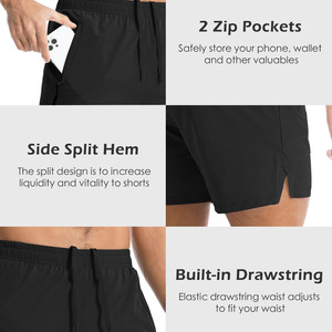 Wholesale Custom Lightweight Stretch Shorts Skinny <b>Elastic</b> Drawstring Bodybuilding Men's Cotton Joggers Shorts For Men - Product Image 4