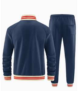 Men Navy Blue Striped <b>Tracksuit</b> Full Zip Jacket And Pants Two Piece Casual Athletic Set Regular Fit Autumn Wear Men s <b>Tracksuit</b> - Product Image 2