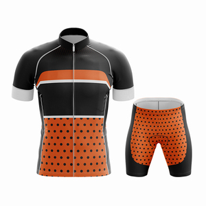 Vêtements de sport de qualité supérieure, combinaison de cyclisme à manches courtes, noir et orange à pois, salopette de cyclisme confortable, uniforme de cyclisme - Product Image 1
