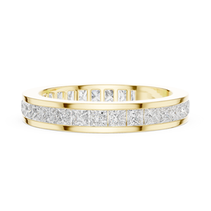 SATVIK RATNA Anillo de Media Banda Clásico de Boda para Hombre/Mujer con Diamante Cultivado en Laboratorio de Corte Princesa de 2mm y Engaste de Canal en Oro Amarillo de 10k IDGL - Product Image 1