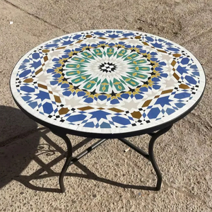 Mesa premium con tablero de madera y base de hierro, ecológica, hecha a mano para el hogar y restaurantes, procedente de la India. - Product Image 1