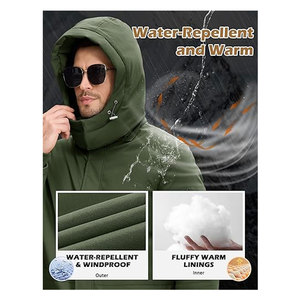 Manteaux d'hiver pour hommes, parka longue, doudoune matelassée, coupe-vent imperméable, veste isolante épaisse avec capuche, chaude et résistante au froid - Product Image 6