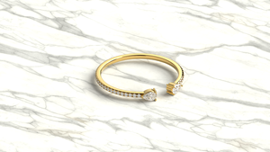 Anillo de Oro de 18K de Lujo con Diamantes, Diseño Abierto, Corte Pera con Banda de Diamantes Redondos, Banda Eternity Pavé, Anillo Envolvente en Forma de Lágrima, Joyería Fina para Mujer - Product Image 3