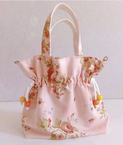 Bolso Tote de Algodón con Estampado de Cerezas para Niñas, Estilo De Maison, con Cordón Ajustable, para Uso Diario, 100% Lona de Algodón Ecológica - Product Image 5