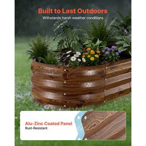 Set di 2 Fioriere Rialzate Ovali in Metallo Zincato 4 X 2 X 1 Piedi, Kit per Giardino Esterno Senza Fondo, Vasi e Fioriere - Product Image 5