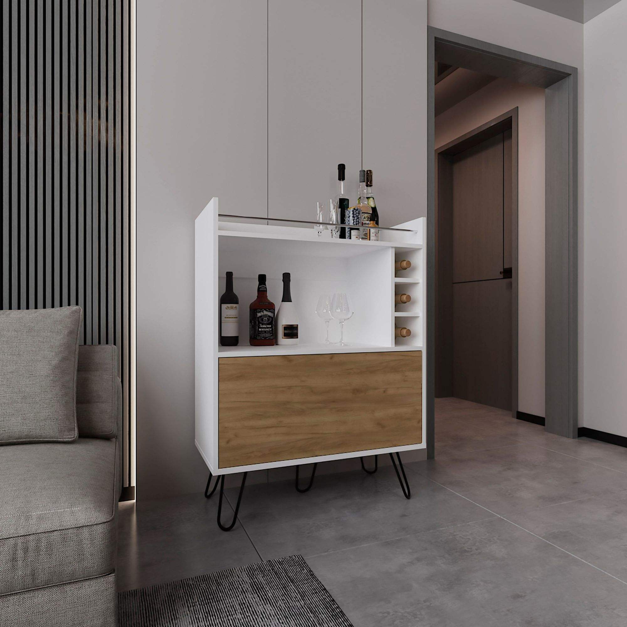 White / Natural Oak Color