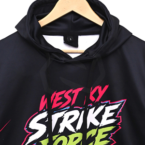 Sudadera con capucha negra para hombre con estampado digital, bolsillo canguro, diseño gráfico hip hop, calidad premium, venta directa de fábrica - Product Image 5