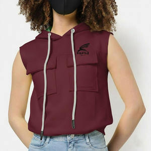 Camiseta sin mangas personalizada para gimnasio, chaleco deportivo ajustado, sudadera con capucha sin mangas, sudaderas con capucha básicas de mezcla de algodón - Product Image 5