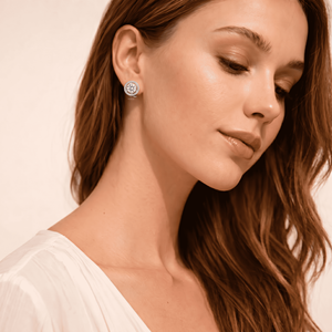 Lab Grown Diamond Round <b>Halo</b> Stud <b>Earrings</b> White Gold Classic Solitaire Sparkling Luxury Fine Jewelry Gift For Women - Product Image 2