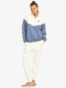 Sudadera con cremallera de un cuarto para mujer, de algodón polar, con bloques de color, corte holgado, al por mayor - Product Image 3