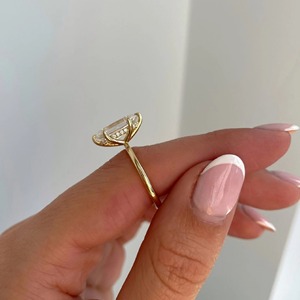 แหวนเพชรทรงมาร์ควิส 3 กะรัต แบบดัตช์ เพชรเลี้ยงในห้องปฏิบัติการ ทองคำขาว 14K ขอบเพชรซ่อน 6 กรงเล็บ แหวนแต่งงาน/หมั้น ทำมือ - Product Image 6