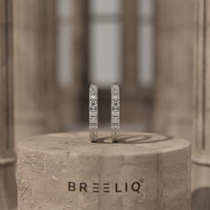 BREELIQ Magnifiques boucles d'oreilles créoles en diamant de laboratoire, or blanc 14 carats, taille ronde, bijoux étincelants pour femmes - Product Image 3